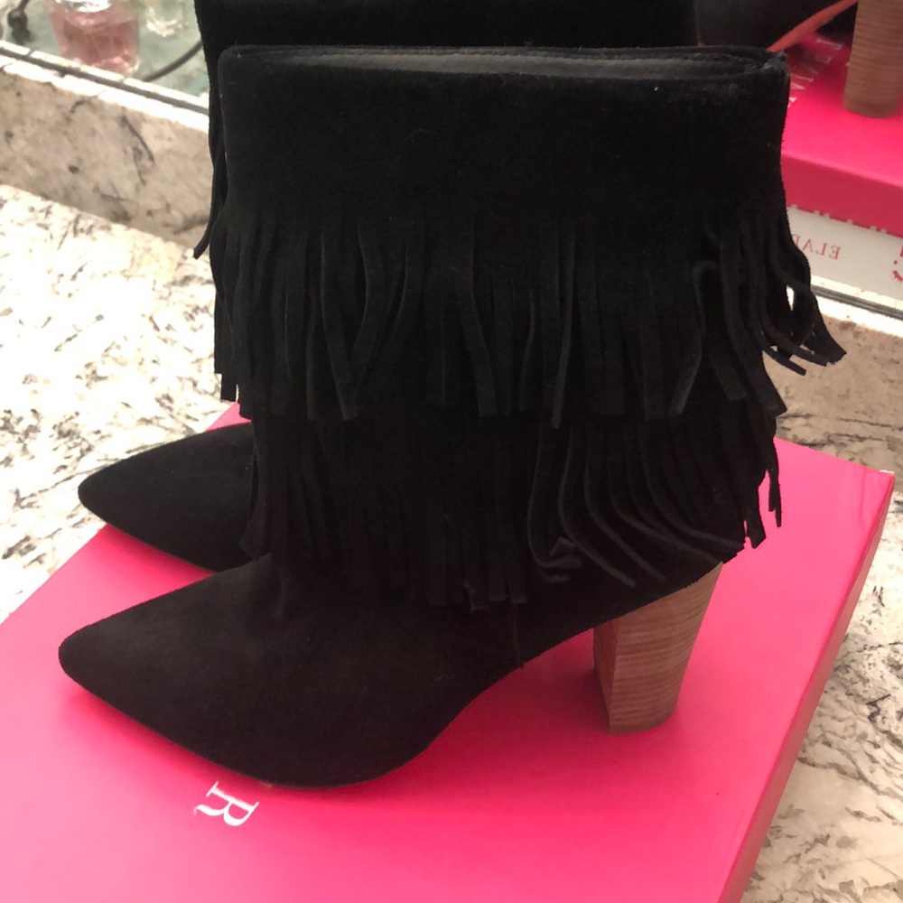 Elaine Turner Lennox Black Fringe Ankle Booties